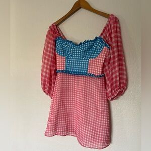 Slate + Willow Plaid Chiffon Mini Dress Size Zero